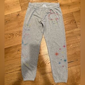 Lauren Moshi Gray Joggers with Colorful Star Accents